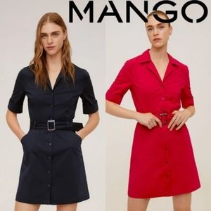 NWT Mango cotton tortoiseshell belt shirt dress 4